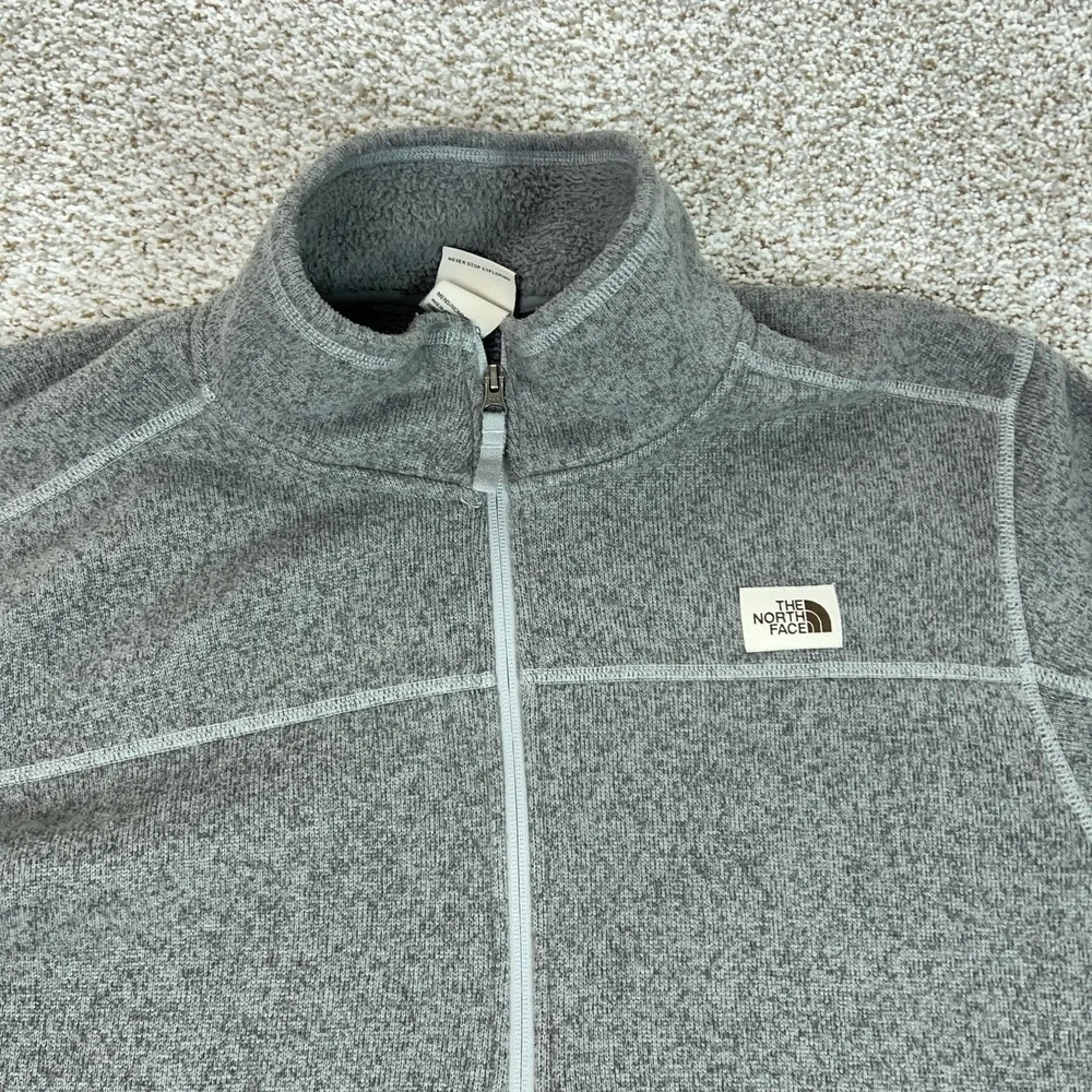 North‎ Face Pullover Mens 2XL Gray Fleece Quarter Zip Long Sleeve Hiking Top